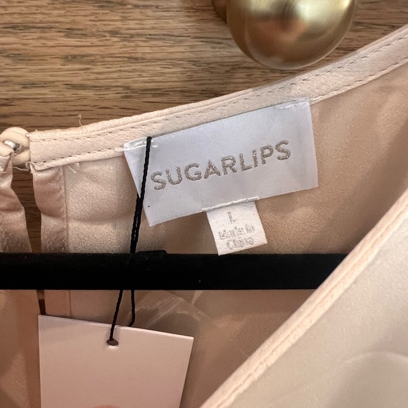 Sugarlips Chateau Satin Champagne Dolman Sleeve Midi Dress - Picture 4 of 9